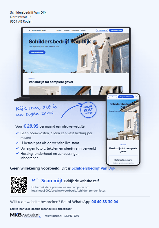 De flyer die wij versturen