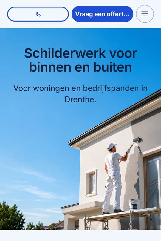 De website van Schildersbedrijf Van Dijk op een telefoon